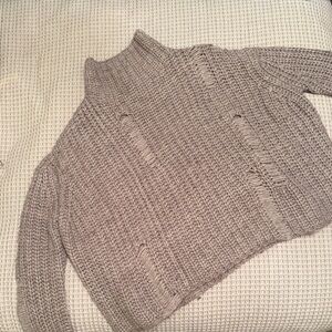 Cliché Distressed Oversized Turtle Neck Sweater